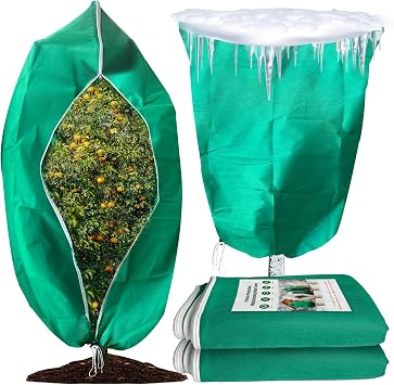 Plant Covers Freeze Protection,Winter Frost Covers with Zipper Drawstring,Frost Cloths for Outdoor Plants,47.5 x 71Large Tree Covers,Garden Plant Cover Tent,Cold Weather Shrubs Trees Wrap Bag2Pack