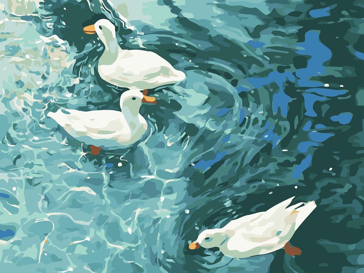 ZRIZQ Paint by Numbers Kit for Adults Beginner Animal,Duck,16x20 | Full set with wooden brushes,rolled canvas,rich paints.Calming activity.Beginner friendly.Just open and paint.
