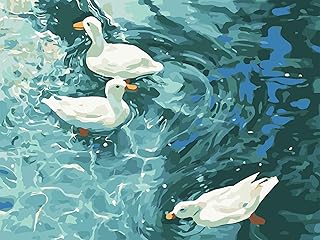 ZRIZQ Paint by Number for Adults Beginners,12" Wx16 L Canvas for Painting Kits for Adults in Colorful Box,Paint by Numbers for Home Wall Art Decor-Summer Duck