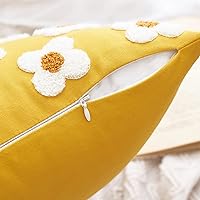 Vista 3 de EMEMA - Juego de 2 fundas decorativas para almohada de otoño, amarillas, de 18 x 18 pulgadas, con diseño de girasol jacquard y margaritas, funda