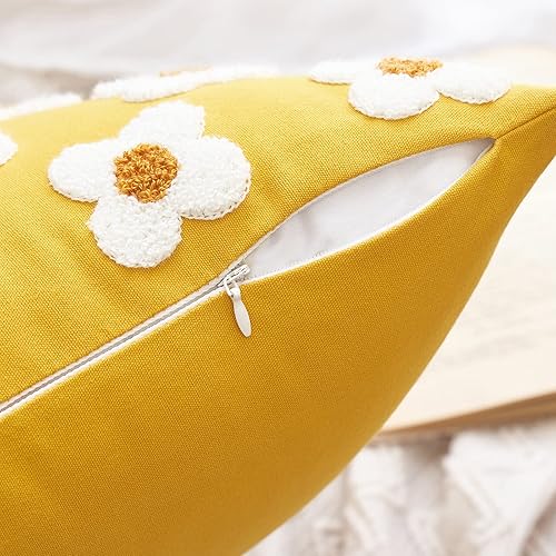 Miniatura 3 de EMEMA Juego de 2 fundas de almohada decorativas de color amarillo otoñal de 20 x 20 pulgadas, juego de 2 fundas de almohada cuadradas para sofá,