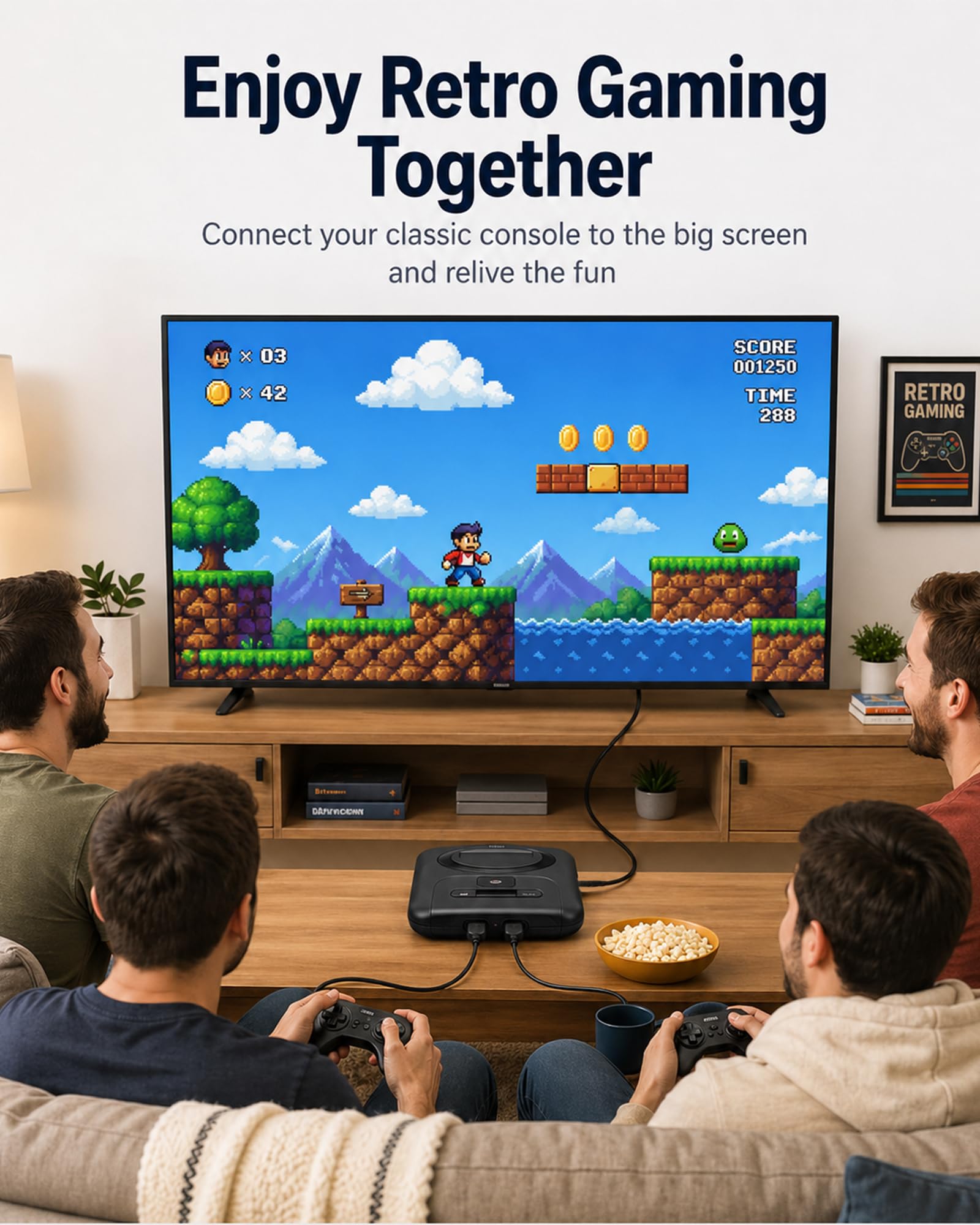 AV-Kabel für Sega Genesis 2 und Genesis 3, 1,8 m, Composite-Cinch-Audio-Video-Kabel, 9-poliger Konsolenstecker auf gelb-weiß-rote Cinch-Stecker, verbindet Genesis 2 3 mit TV