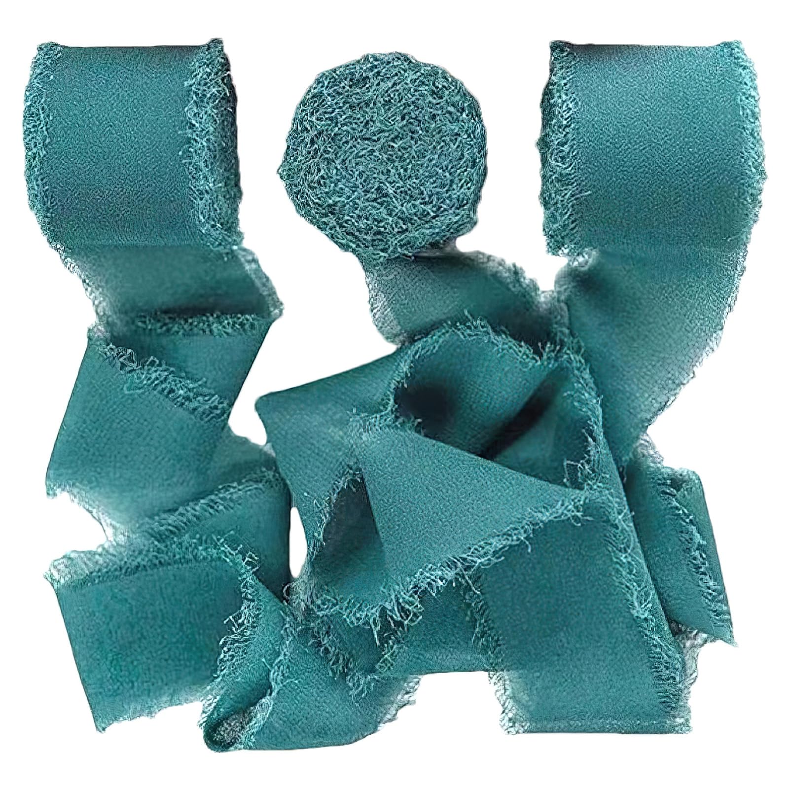 rismart 3 Rolls 1.5" x5Yd Fringe Chiffon Ribbon for Gift Wrapping Wedding Invitations Bridal Bouquets Home Decor Li Blue Green