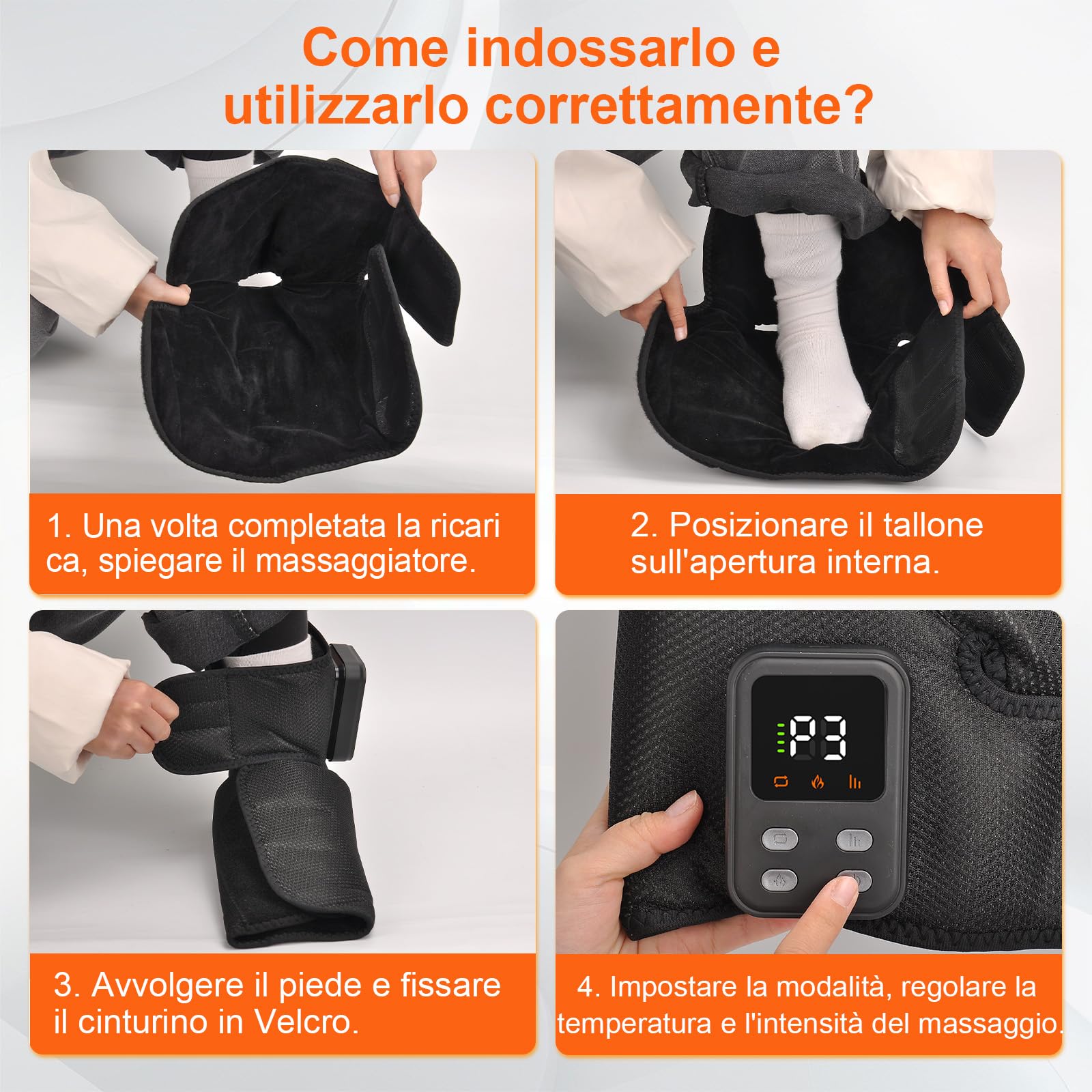Massaggiatore Piedi 3-in-1,Compressione,Calore,Vibrazione, 40-60°C | 3-in-1 con compressione, calore & vibrazione, 40-60°C, per piante, collo del piede & caviglie – rilassante e rigenerante.