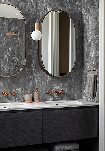 Miniatura 5 de Guvana Papel de contacto de mármol mate, papel tapiz gris extraíble, papel tapiz de mármol para despegar y pegar, papel tapiz de contacto de mármol