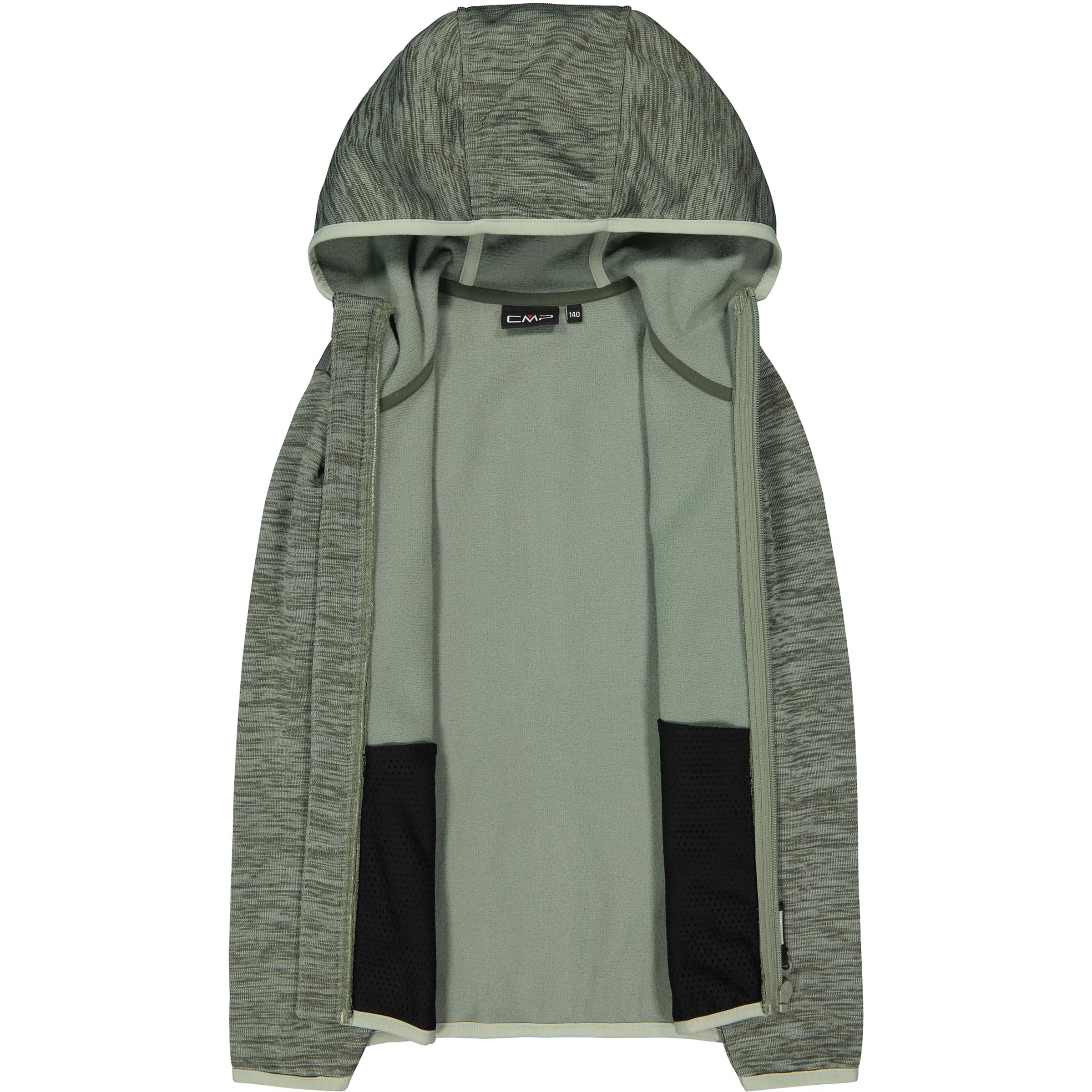 CMP Kinder Outdoor Jacke aus Knit Tech mit Kapuze Gr. 164 | Vielseitig als Außenschicht oder Midlayer tragbar, Frontreißverschluss mit Kinnschutz gegen Scheuern