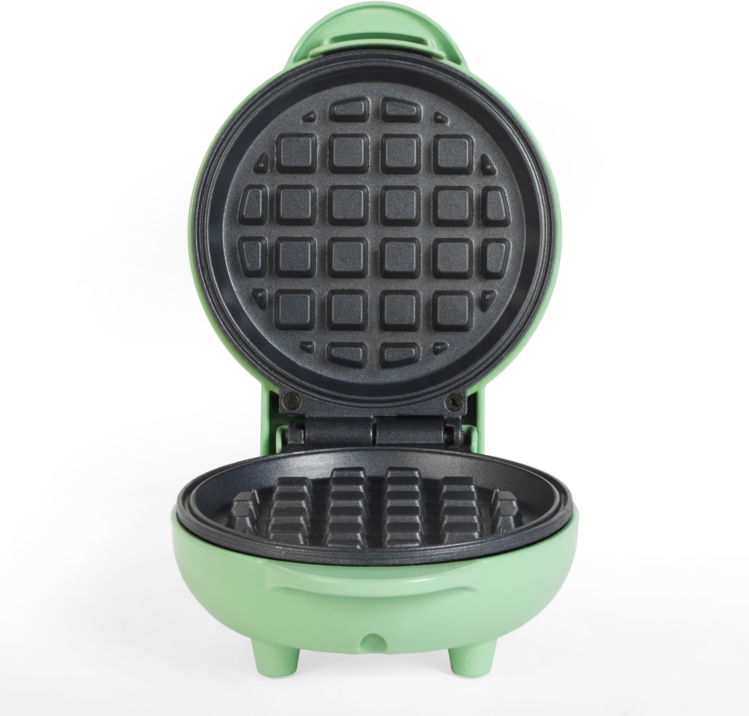Giles & Posner EK4214GSGR Mini Waffle Maker – Non-Stick Waffle Iron Machine, For Belgian & American Style Waffles, Sweet/Savoury Snacks Desserts, Compact, 11.5 cm Round Cooking Plate, Pastel Green