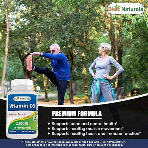 Miniatura 4 de Best Naturals Vitamina D3 2000 UI (50 mcg) - 100 tabletas - 100 días de suministro - Ayuda a apoyar la salud inmunológica, huesos y dientes fuertes,
