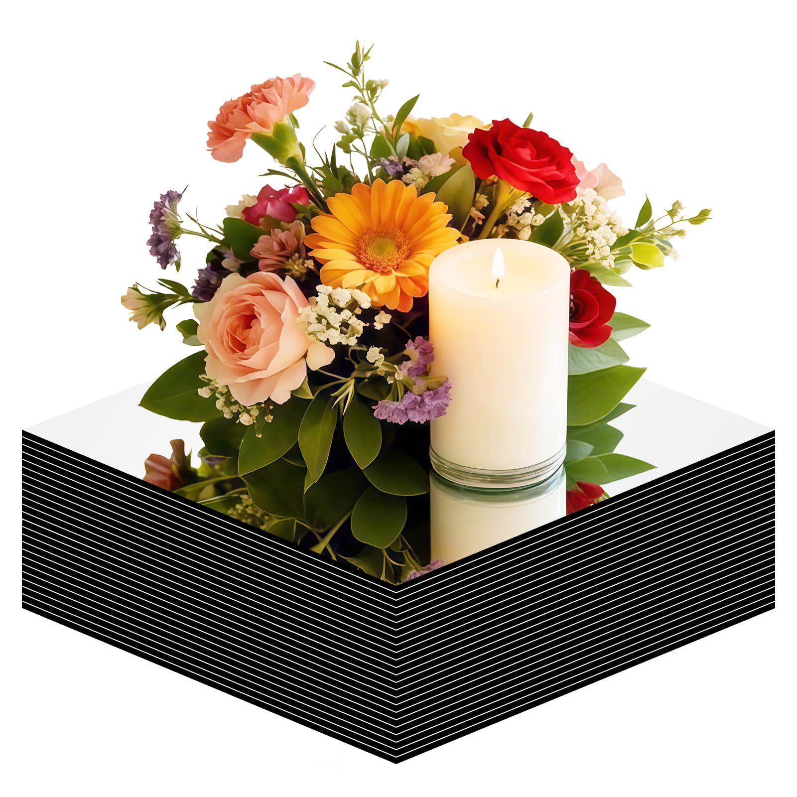 Centros de mesa con bandejas cuadradas de espejo acrílico de 10 pulgadas decoraciones de boda