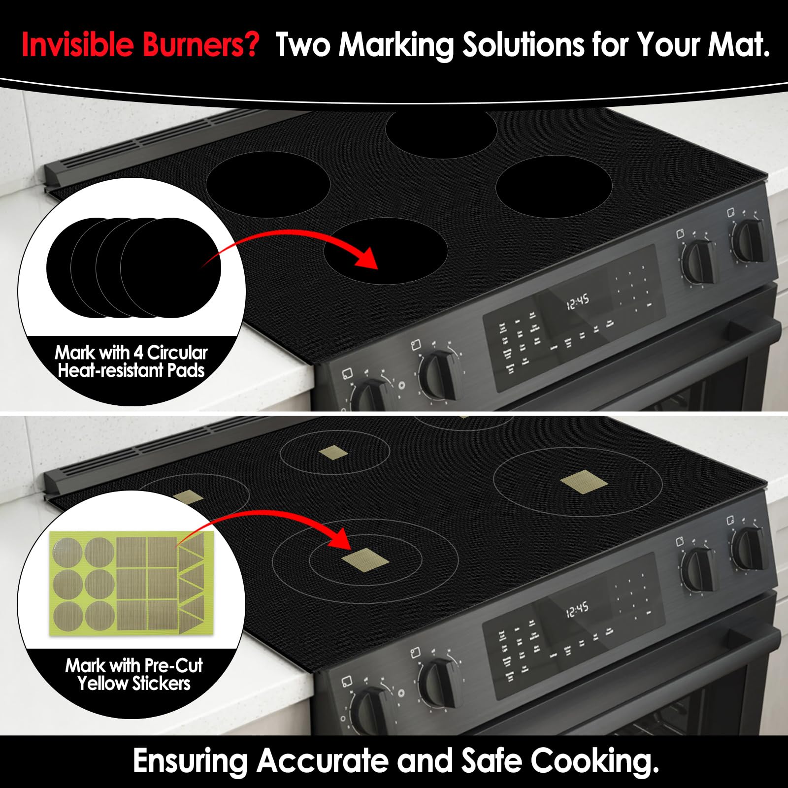KitchenRaku Neu Upgegradet Induktionsmatte 61x53cm,Herdabdeckplatte, Herdplatten Abdeckungen,Kochfeld Abdeckung | Herdabdeckung Induktionsfeld | 300°C (572°F) hitzebeständi | Power Boost kompatibel