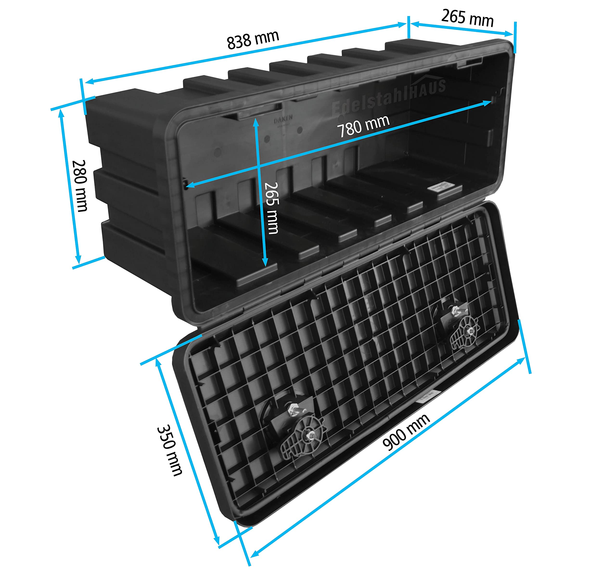 Daken Just 900-R Coffre de rangement pour camion avec support vertical Boîte à outils 900 x 367 x 300 mm