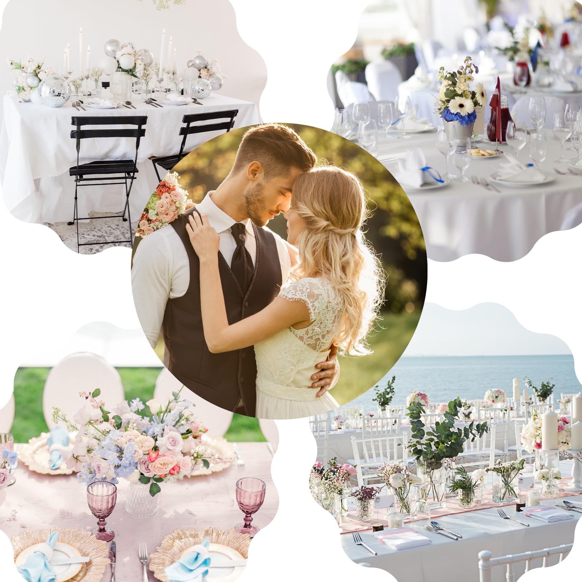 Bea's Party Rechteckige Tischdecke aus Polyester für große Tische, XXL, Weiß, hochwertige Qualität, maschinenwaschbar, für Catering, Hochzeiten, Geburtstage, Restaurants (Rechteckig 229x335cm Weiss)