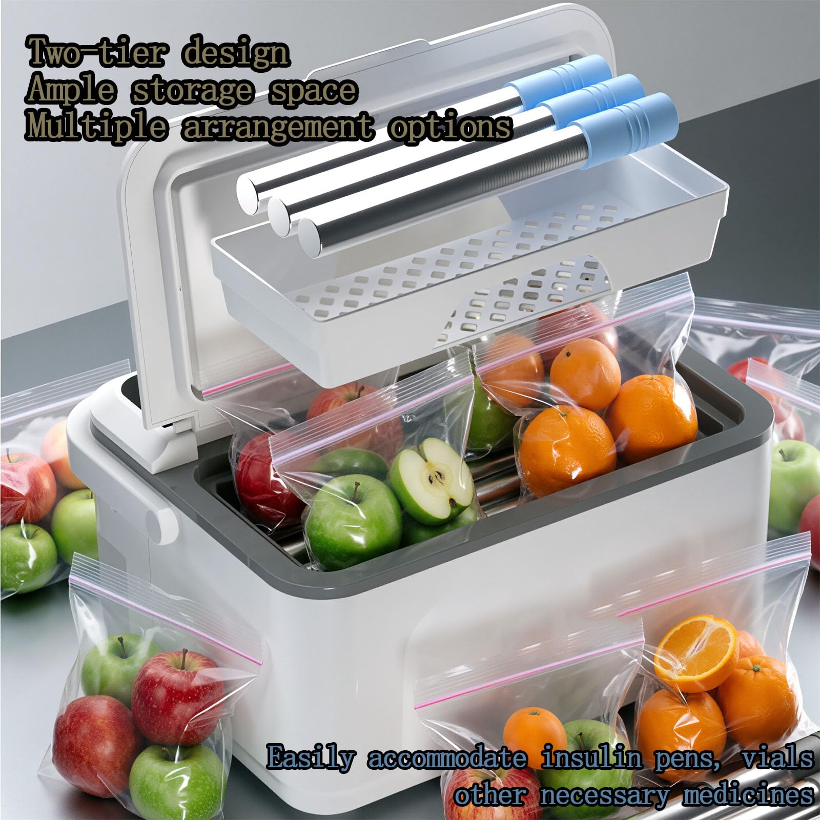 Frigo Portatile Da Viaggio Con Display LED, Frigo Portatile Elettrico, Doppia Batteria a Doppio Strato a Doppio Strato Con Funzioni Caldo E Freddo 0-18 ℃, USB E Alimentazione Per Auto, Per Viaggi