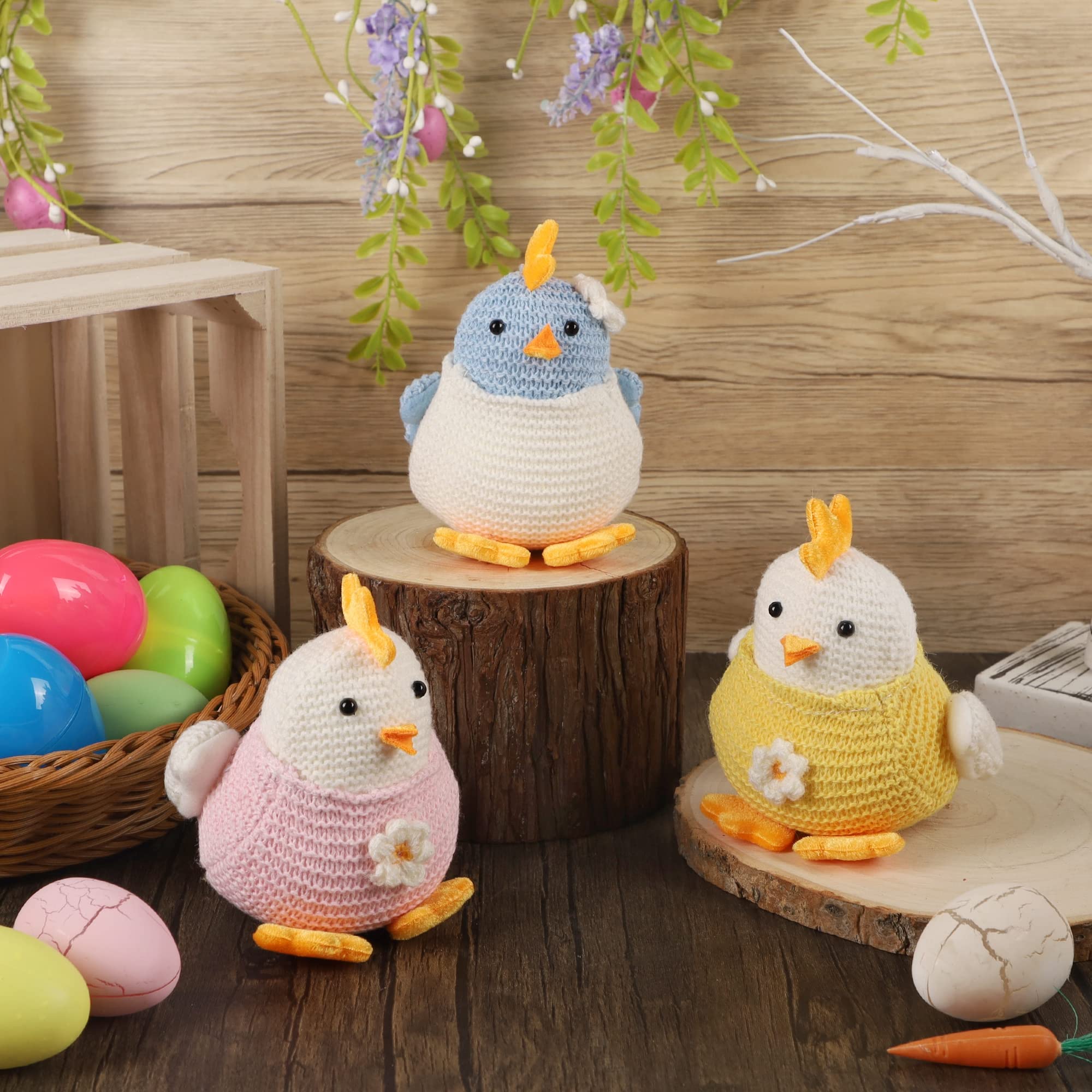 Poussin de Pâques Prsildan : oiseau en tissu incassable pour décoration familiale