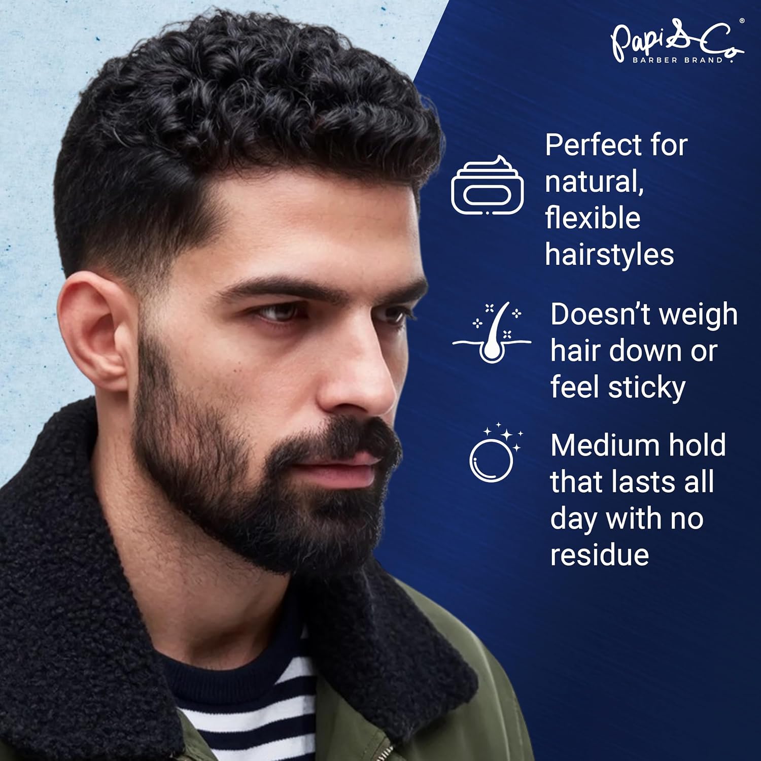PAPI & CO. - Wax Hair Gel for Men, Pomade & Classic Styling Gel Hybrid, 100% Water-Soluble Hair Wax, Medium-Hold & Shine Sculpting Gel, 100 g image 4