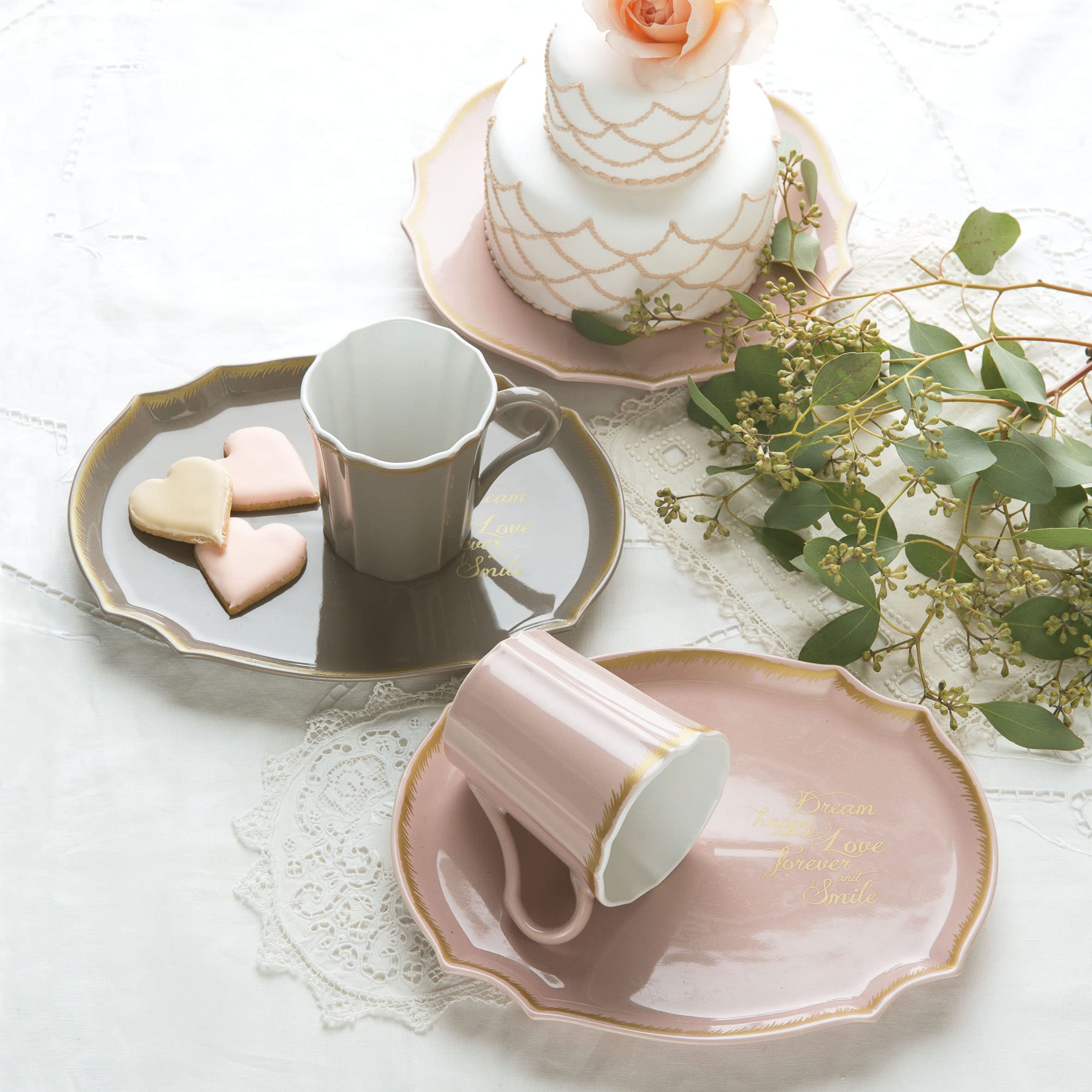 Amazon.co.jp: Dolce duo ケーキ皿 マグカップ 食器セット 4点 大皿