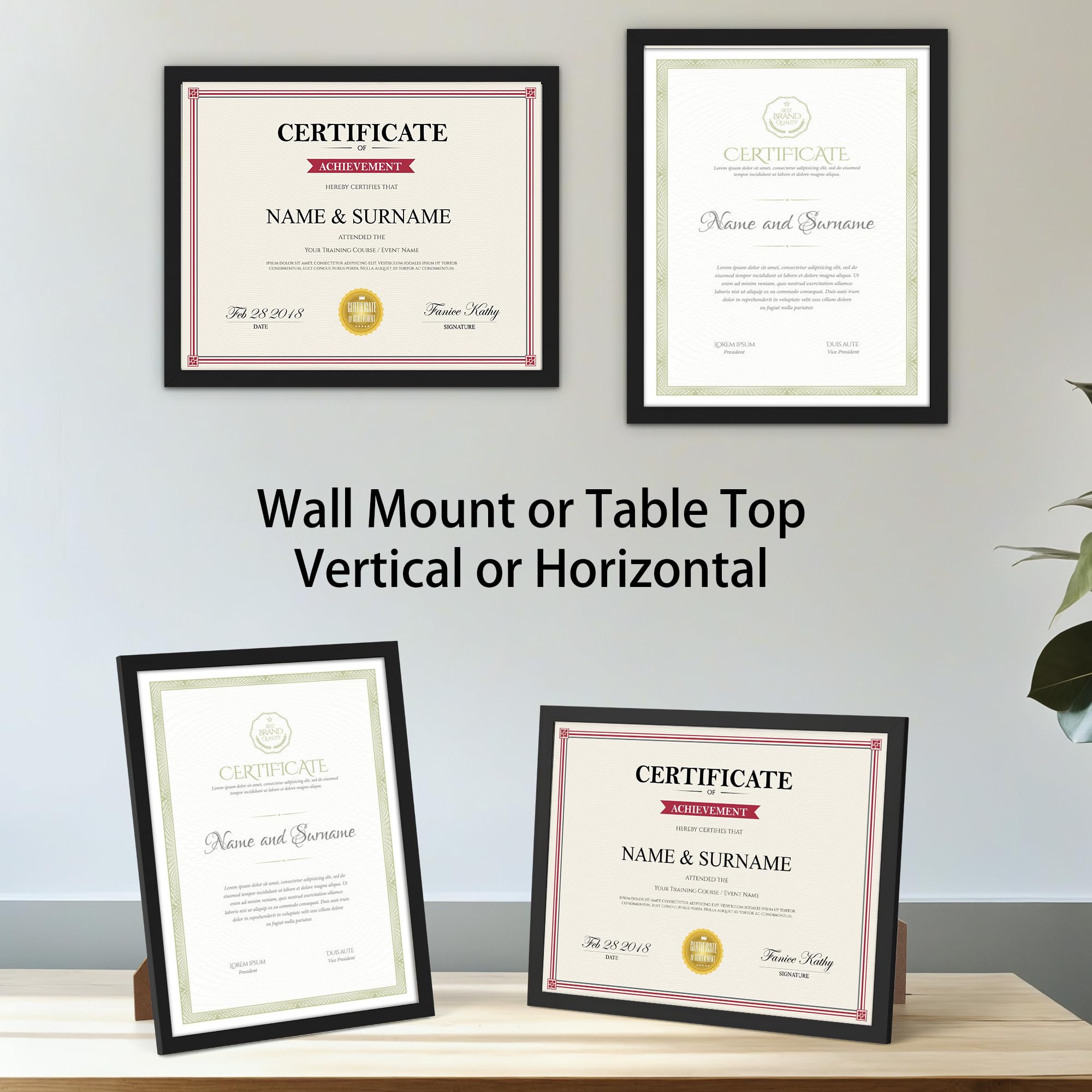 Giftgarden 8.5x11 Picture Frame Black, 8.5 by 11 Award Certificate Diploma Document Frames for Wall or Tabletop Display, 5 Pack