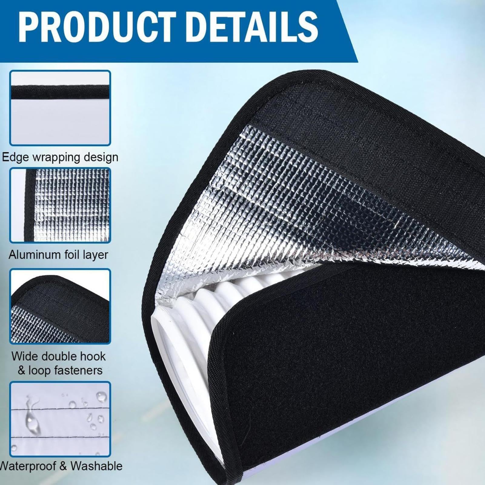 Housse de tuyau de climatiseur réutilisable, sangles de protection, matériau durable résistant aux intempéries, installation facile, noir, pour garage et maison