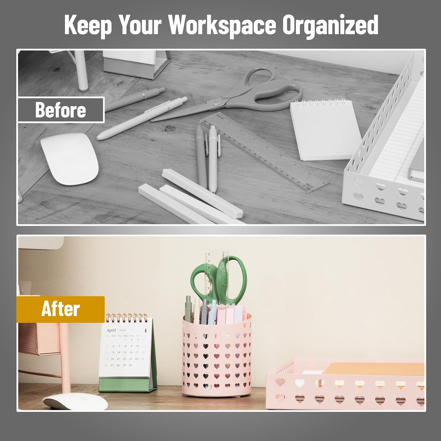 Mind Reader Metal Pen Cup Organizer, Pink image 5