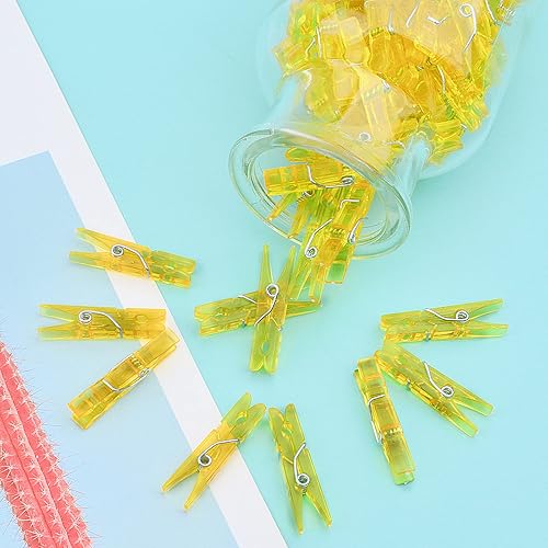 Miniatura 48 de BronaGrand 100pcs Mini Clear Plastic Utility Paper Clip, Clothespins Clip, Clothes Line Clips,Photo Clips