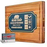&lbrack;2025 Upgraded&rsqb; Bearchop Acacia Wood Cutting Board for Kitchen with 2-Side Reinforced Bar for Crack&sol;Warp Resistance&comma;&lbrack;17"x13"x1"&rsqb; Solid Wood Cutting Boards with Juice Groove & Handle&comma; Gift Box included