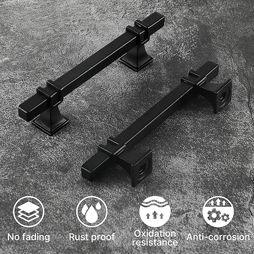 Miniatura 4 de goldenwarm Tiradores de gabinete negros mate de 3-34 pulgadas, tiradores de cajón negros para cocina, tiradores de gabinete cuadrados rústicos