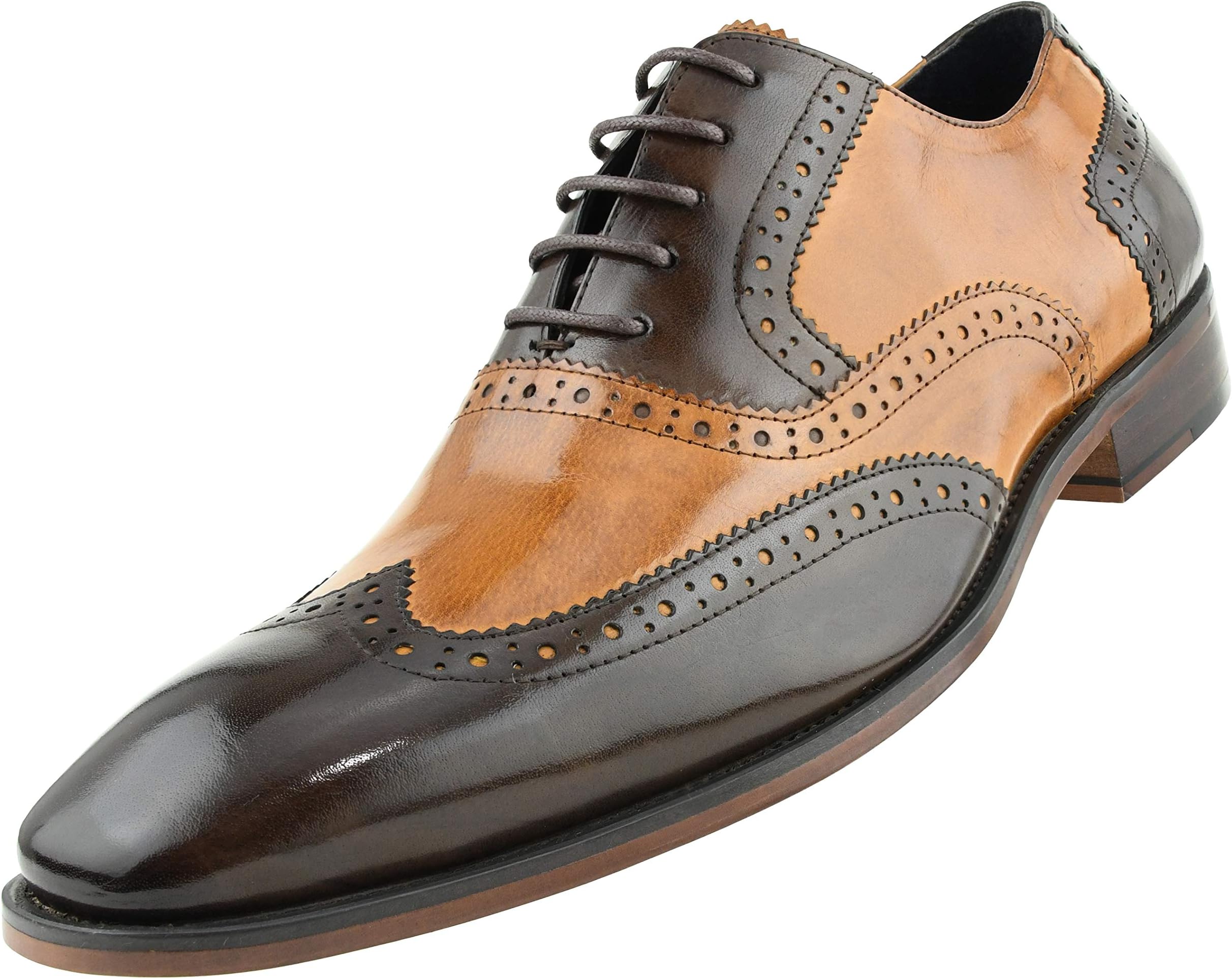 Asher Green AG100 - Men's Dress Shoes - Genuine Calf Leather Wingtip Oxfords - Two Tone and Multi Tone Mens Dress Shoes