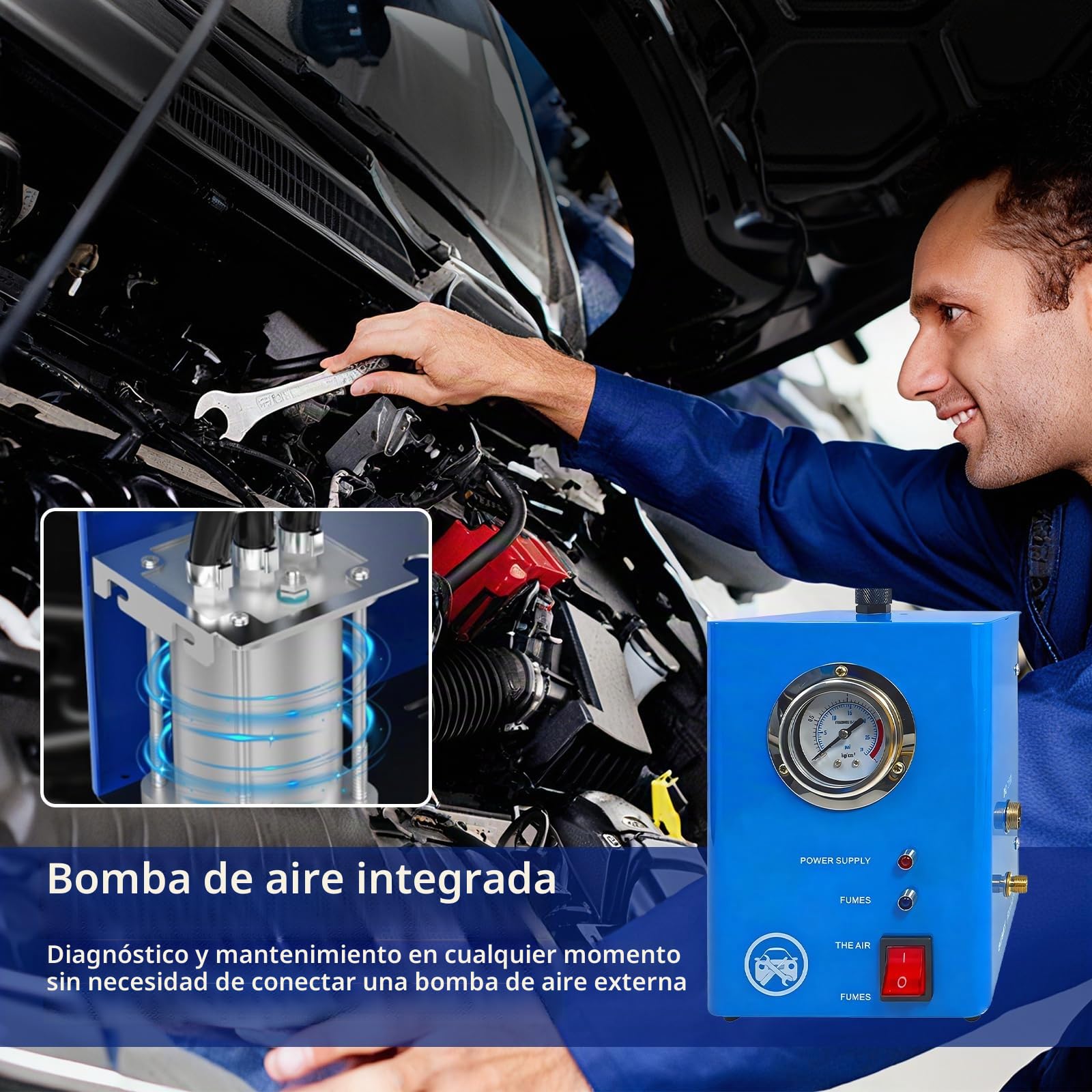 Máquina de Humo Detector de Fugas de Automóviles, Máquina De Humo EVAP, Detector De Prueba De Fugas del Sistema De Combustible Coche para 12V Vehículos Motocicletas