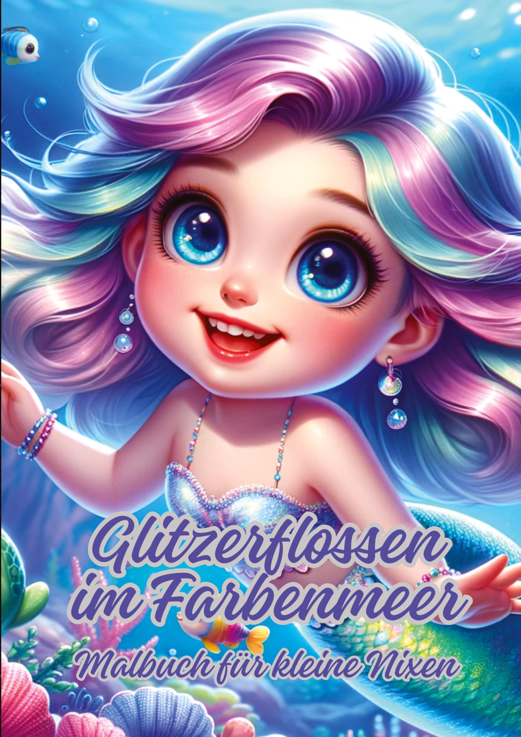 Glitzerflossen im Farbenmeer: Malbuch für kleine Nixen