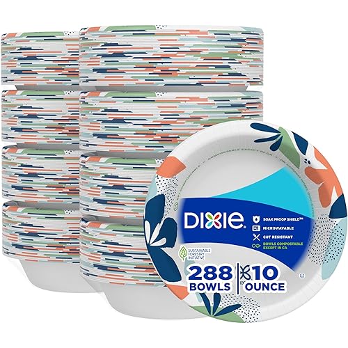 Dixie Small Paper Bowls, Microwave-Safe, Soak-Proof, Disposable Bowls Great For Snacks, Dessert, And Light Lunch Meals