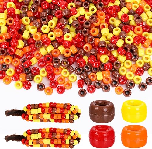 Whaline 2000 cuentas de plástico para otoño, cuentas para manualidades, cuentas surtidas, cuentas para bricolaje, rojo, marrón, amarillo, naranja,