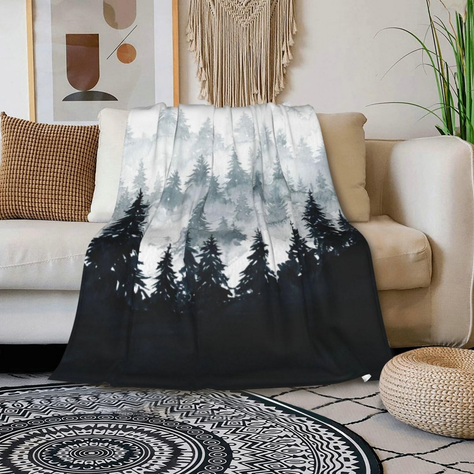 HGOD DESIGNS Mountains Landscape Blanket for Women Lightweight Soft Fleece Flannel Throw Blanket Trees Sofa Couch Living Room 130x150cm - Image 3