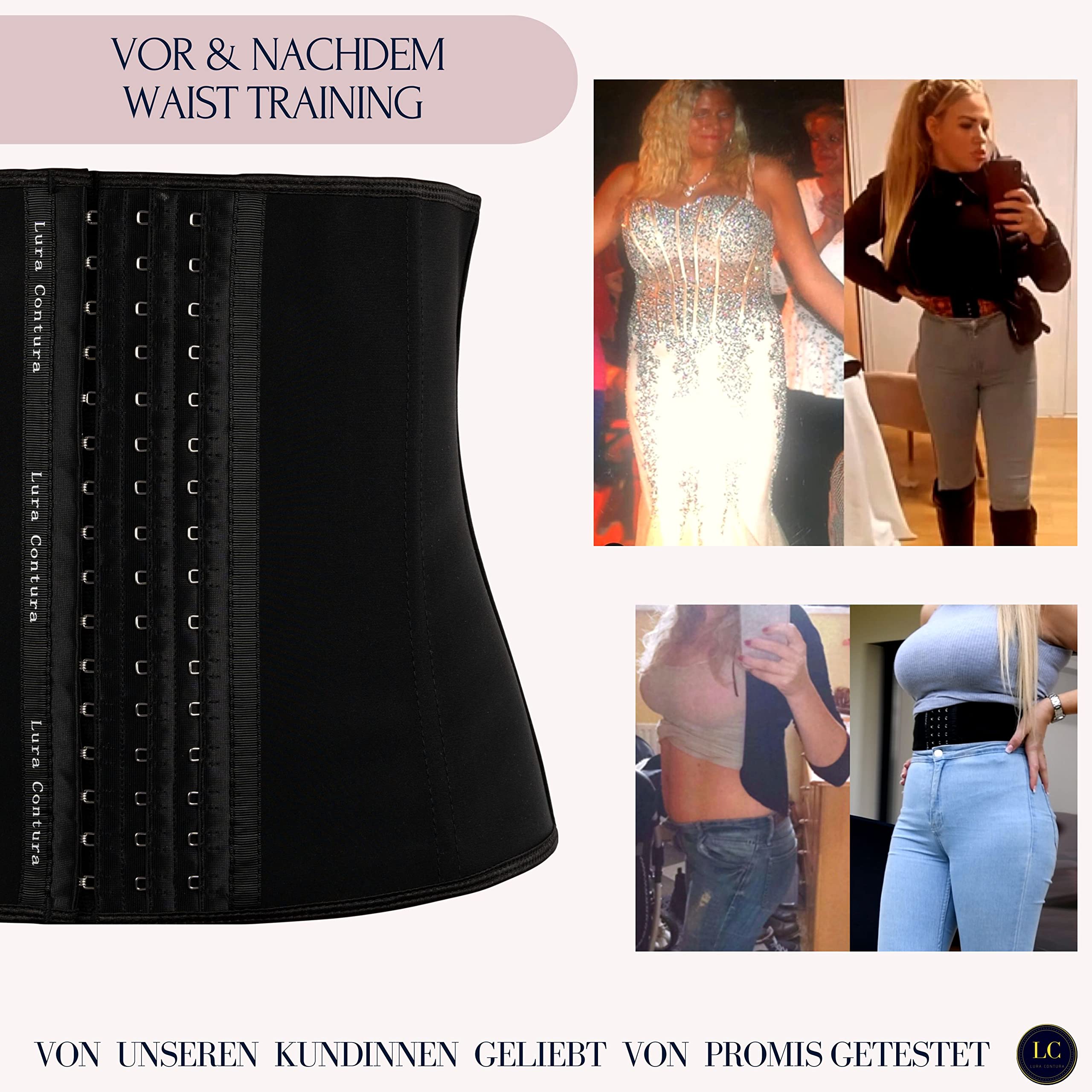 Corset Korsett Damen, Hochwertiger Waist Trainer, Bauchweg Sofort-Effekt, Korsagen für eine Schmalere Taille, Taillenmieder für schöne Sanduhr- Figur
