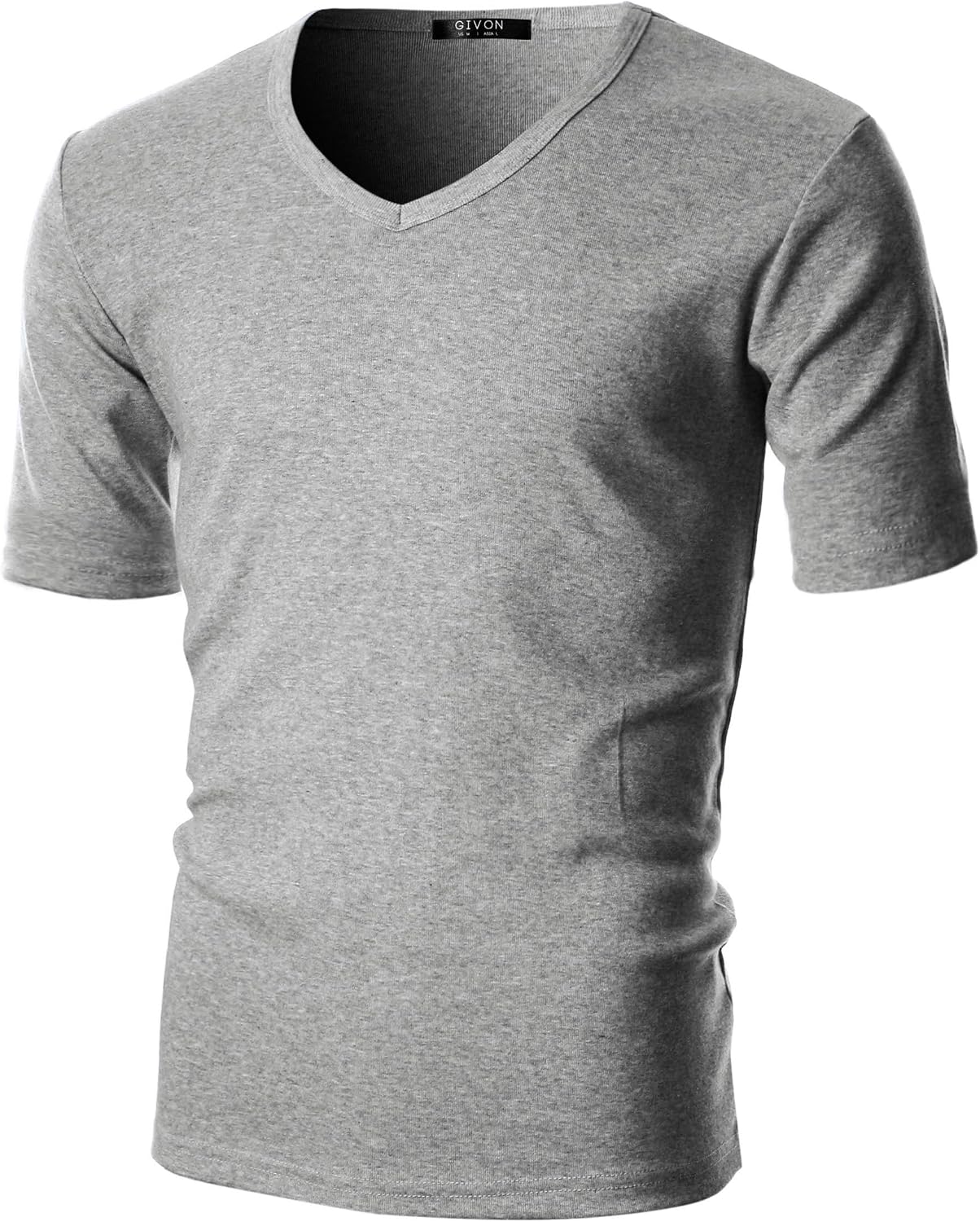 GIVON Men’s Slim Fit V-Neck Long Sleeve T-Shirt – 100% Cotton Ribbed Knit – Midweight Base Layer or Standalone Top