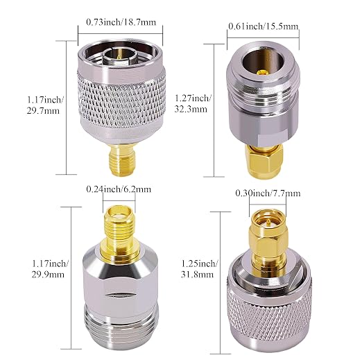 Kit Adaptador SMA a N, 4 Conectores Coaxiales para Antena SDR miniatura 3