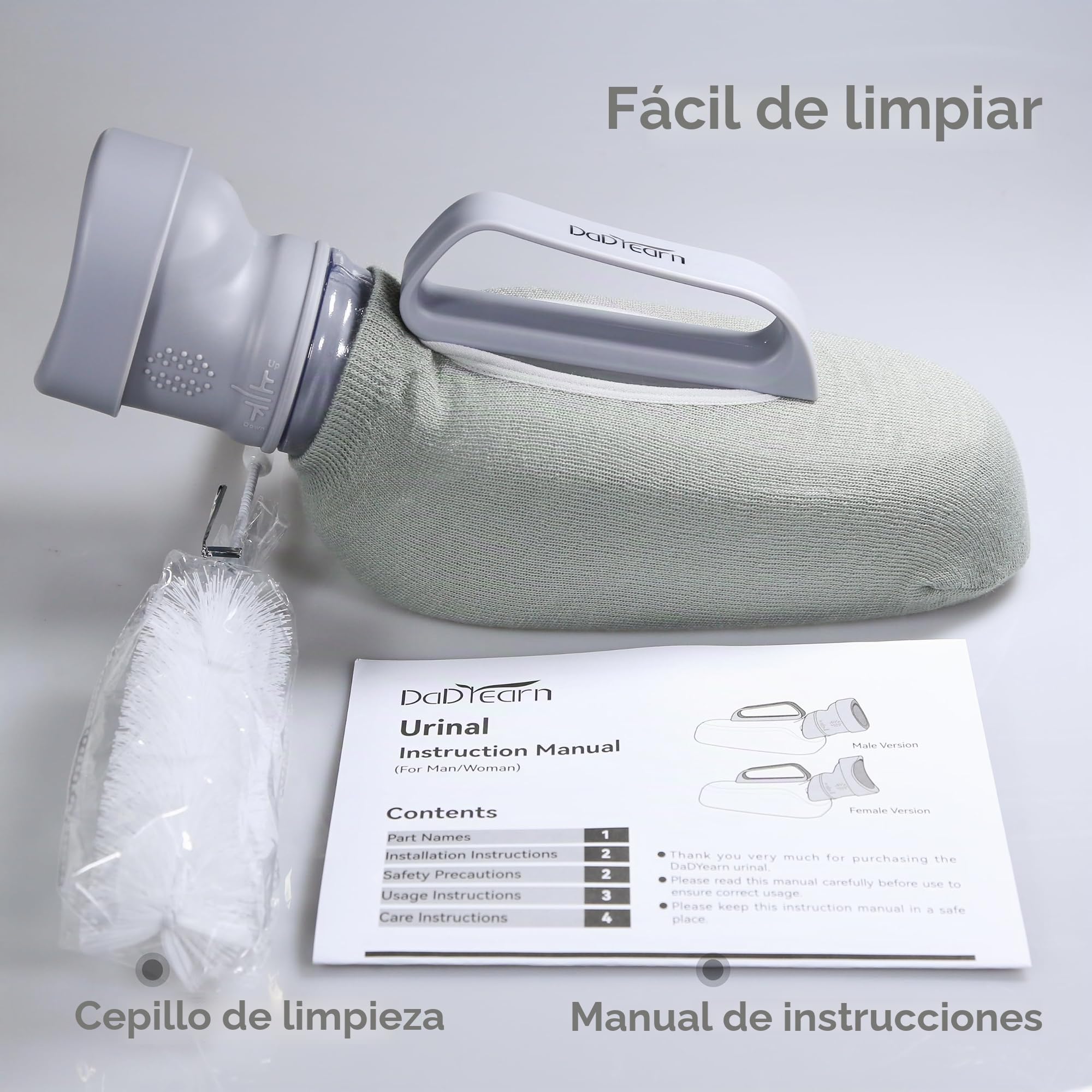 Orinal portátil para hombre, gran capacidad de 1200 ml, material TPE suave, suave y sin bordes, funda de tela cálida, producto premium para hombre