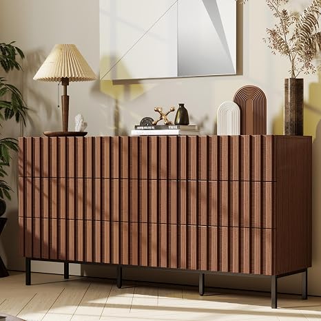 Fluted Dresser with 9 Drawers for Bedroom