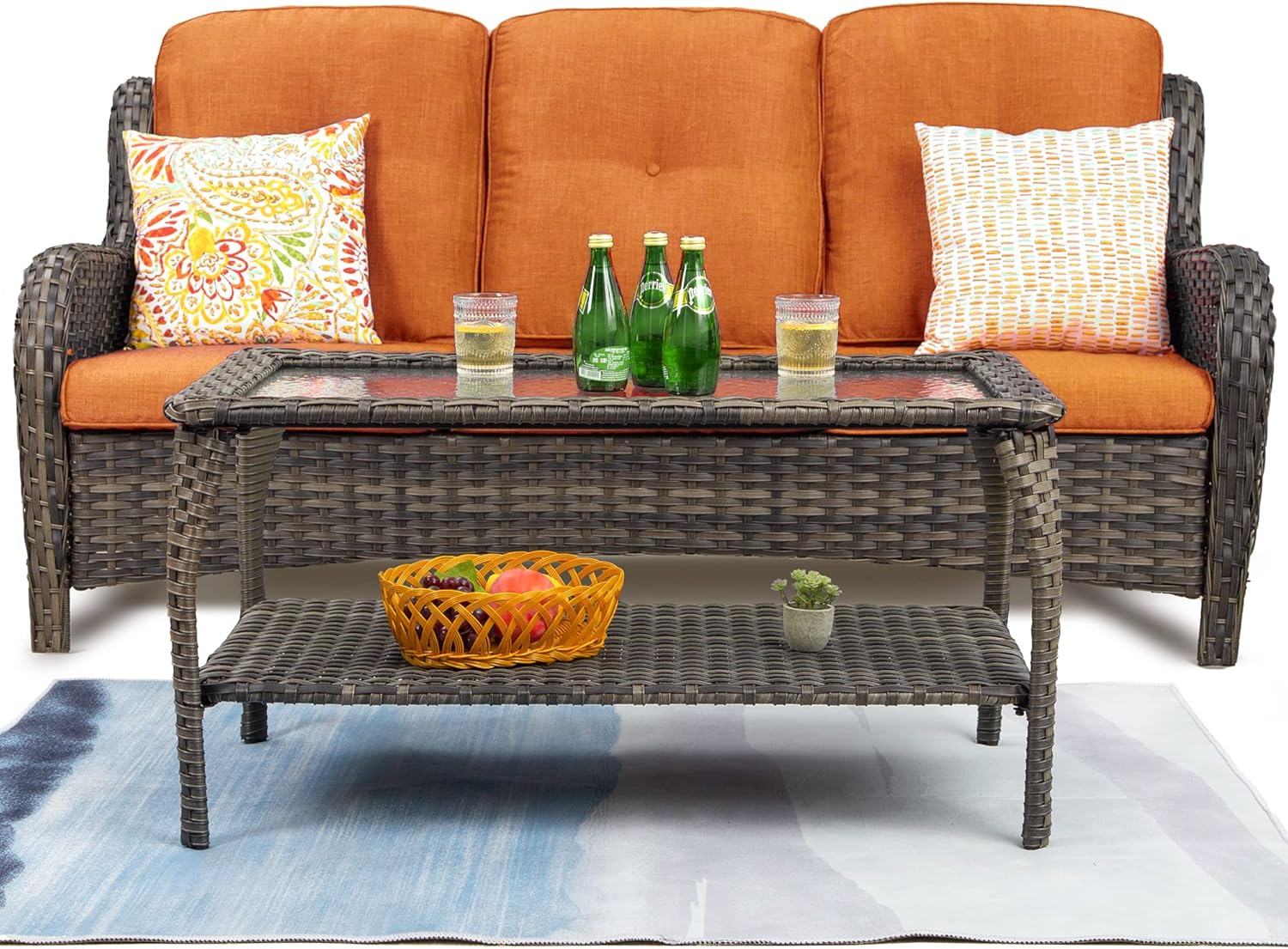 Joyside Patio Furniture Set 2Piece Wicker Outdoor