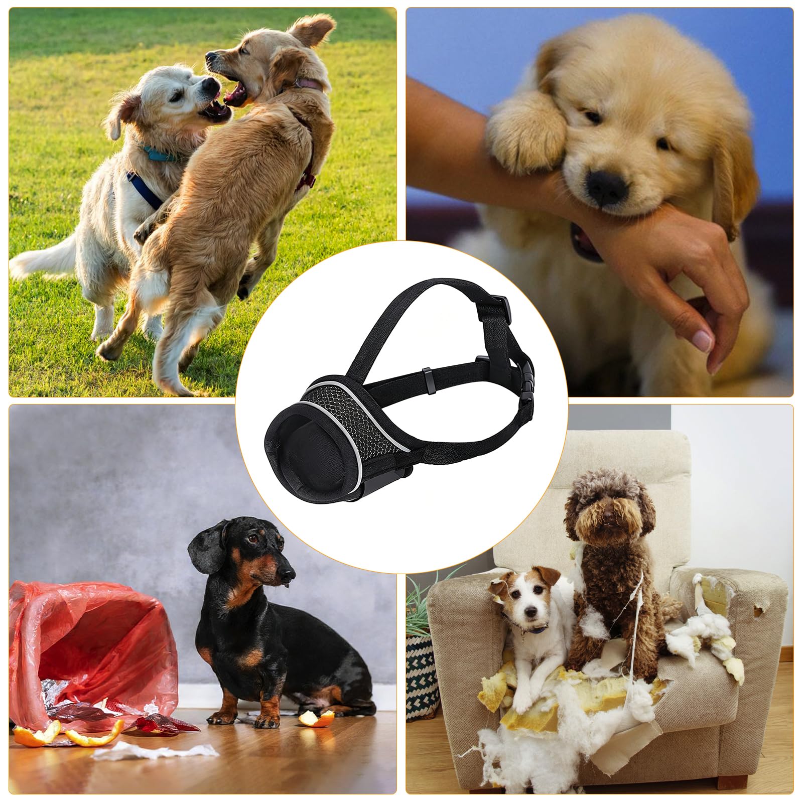Museruola Per Cane in Nylon,Museruola Traspirante per Cani,Dog Muzzle Regolabile Cane,Traspirante Museruole per Cani in Rete,Prevenire Morsi Masticare e le Ingestioni Sostanze Nocive (XL)