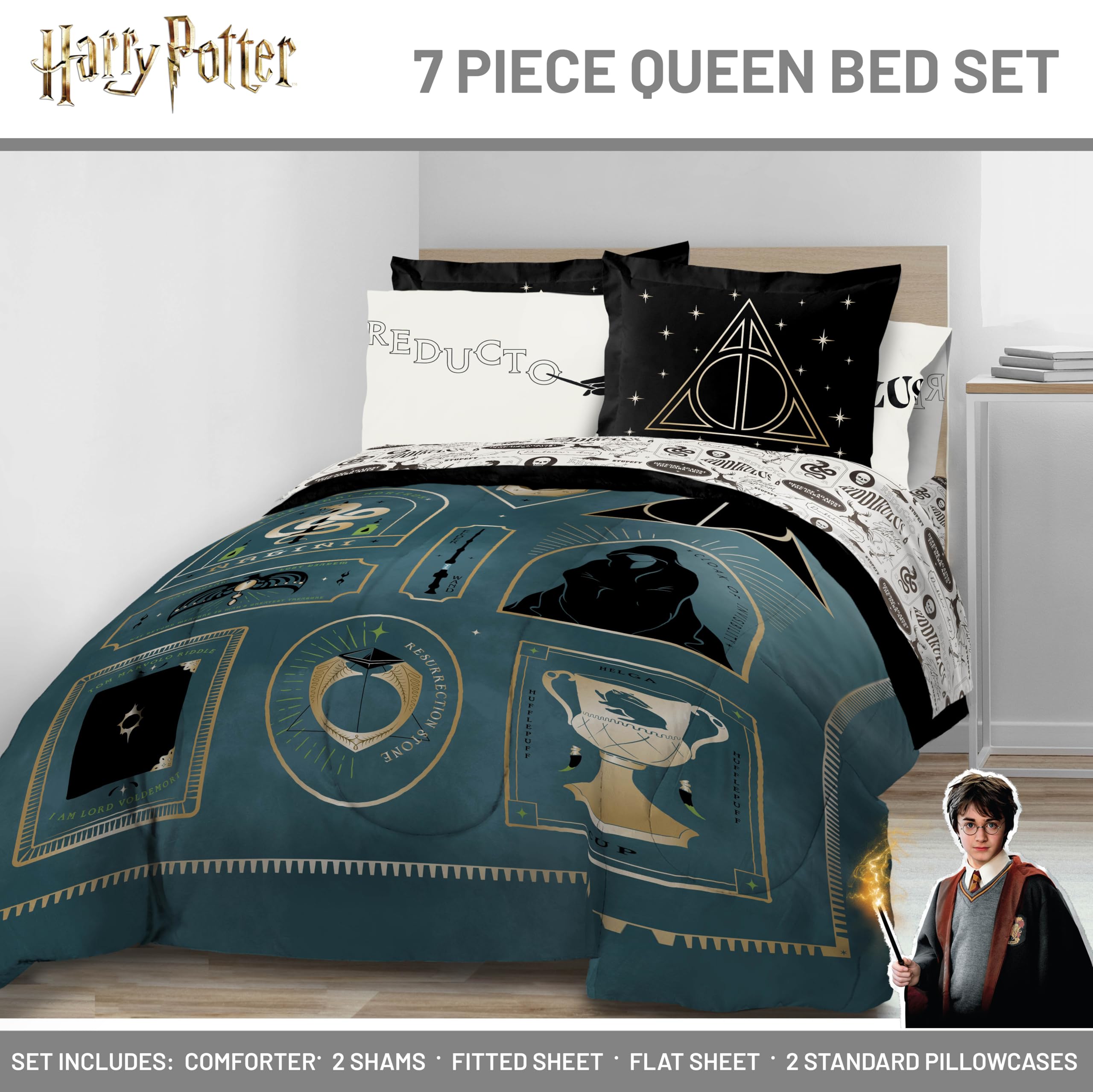 CHAOSE-UKB 3 Piece Bedding, 100% Microfiber Harry Potter, School Of