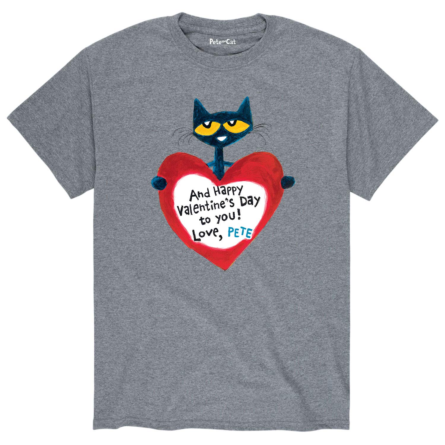 Pete the Cat - Pete Valentine Heart - Men's Short Sleeve Graphic T-Shirt - Size X-Large Athletic Heather