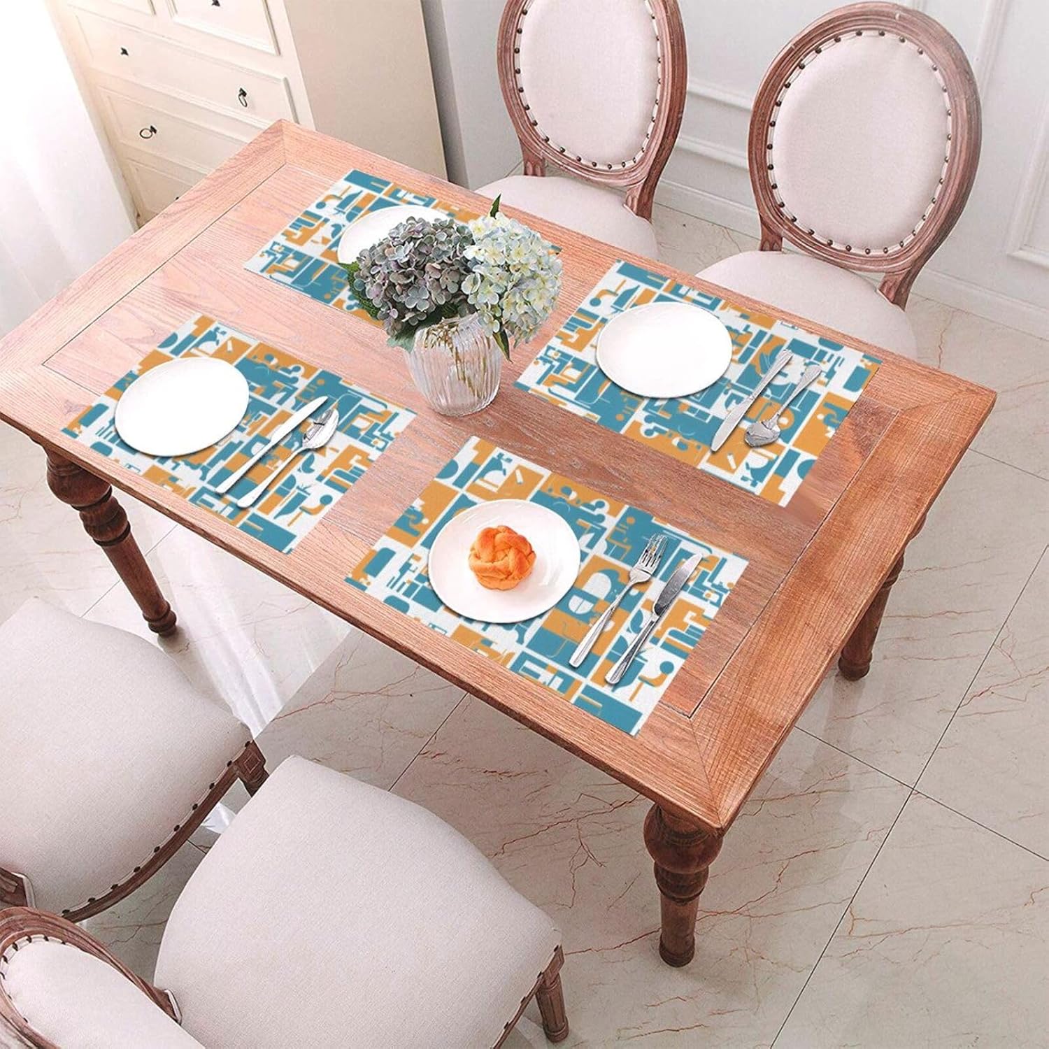 Middle Ages Pattern Placemats PVC Placemat Washable Wipeable Woven Dinner Mats for Dining Table Kitchen Decor
