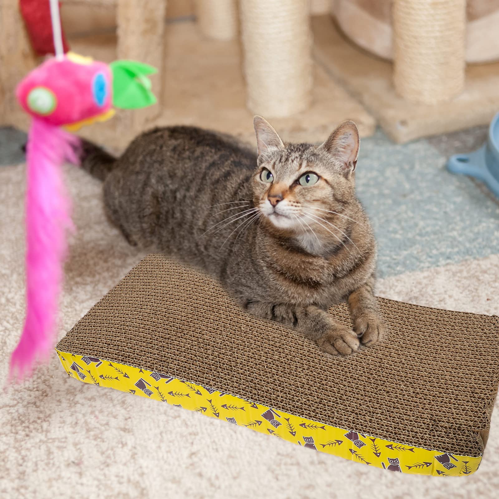 Happyyami Tiragraffi in Cartone Ondulato per Gatti 2pezzi Gioco Domestico per Sfogare Graffio
