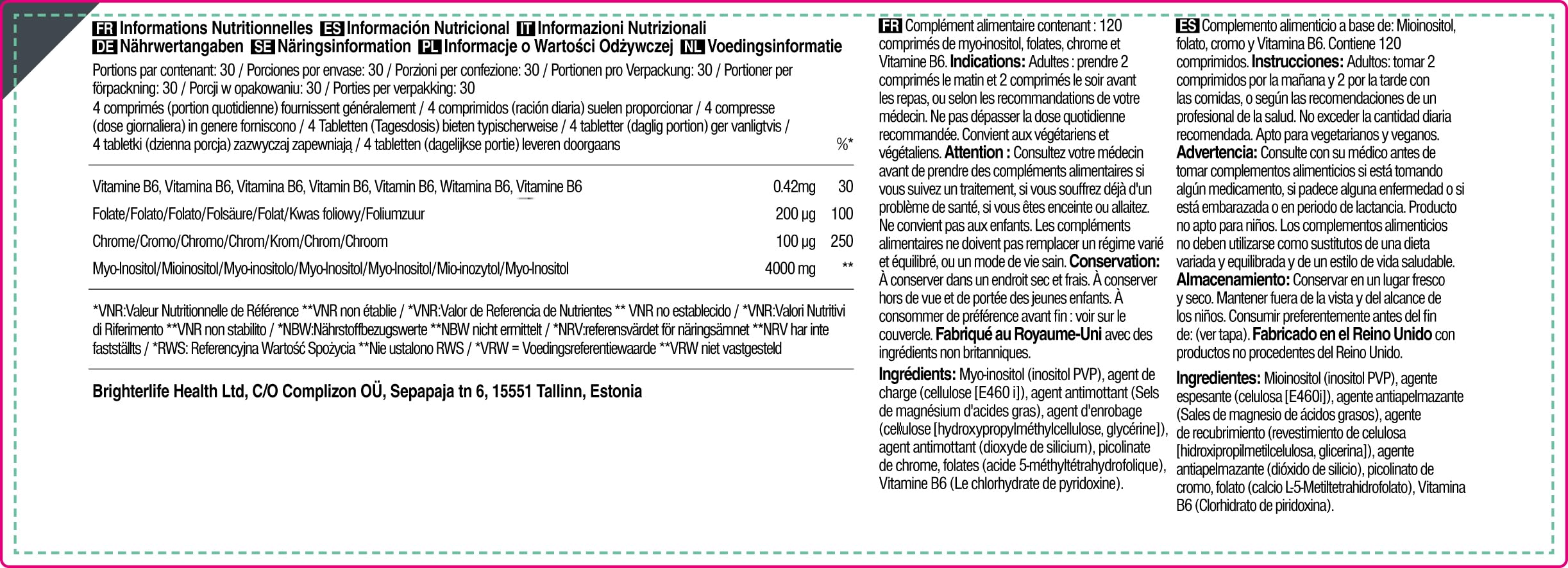 MyoPlus - Suplemento de myo-inositol para el SOP (PCOS) - 4000 mg de folato y 100 mg de cromo - Inositol en cápsulas - 120 cápsulas veganas - Fabricado en el Reino Unido por MyOva (Paquete de 2)