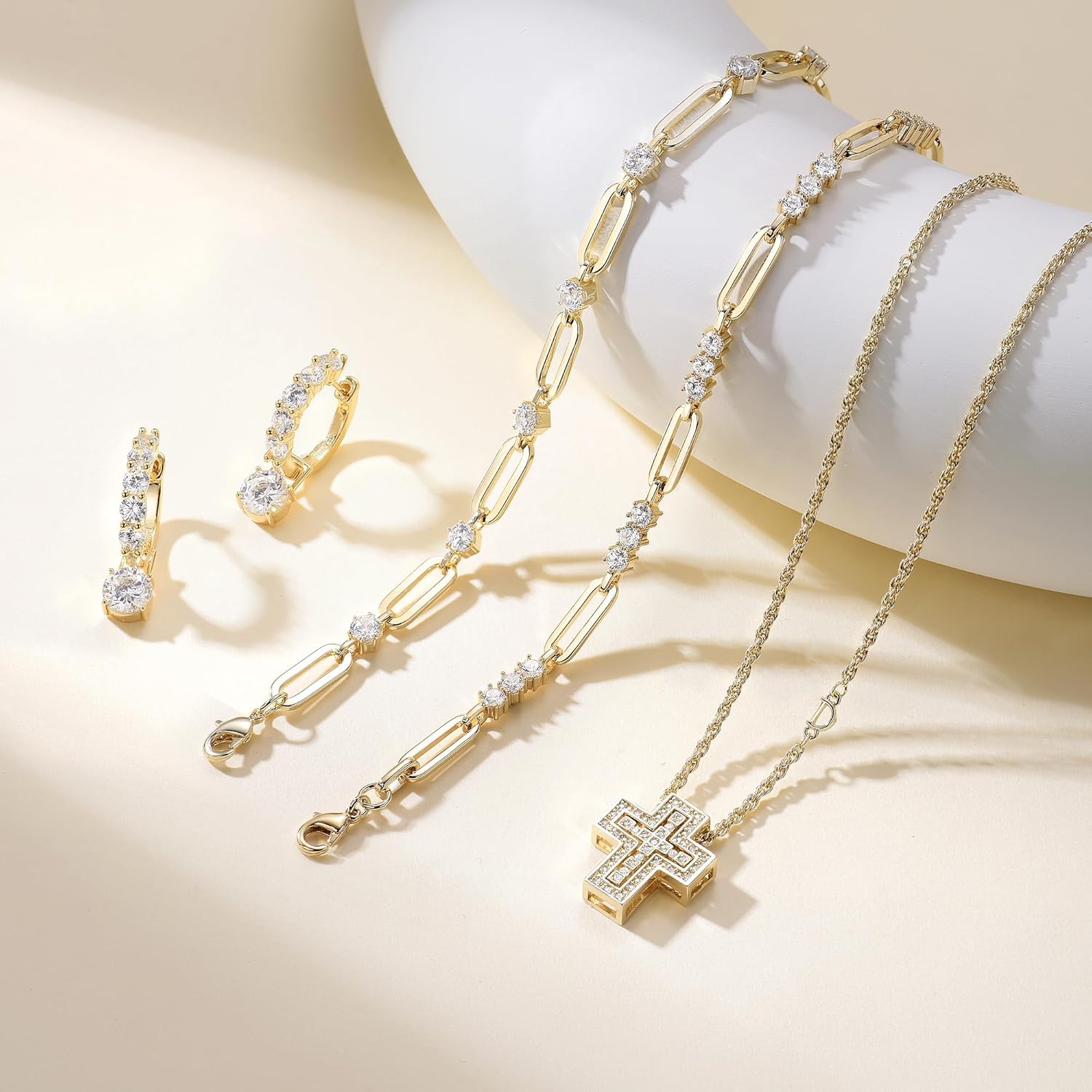 Paperclip Bracelet for Women Couple Bracelets with CZ Chain Strand Jewelry Gift for Girls - Image 5