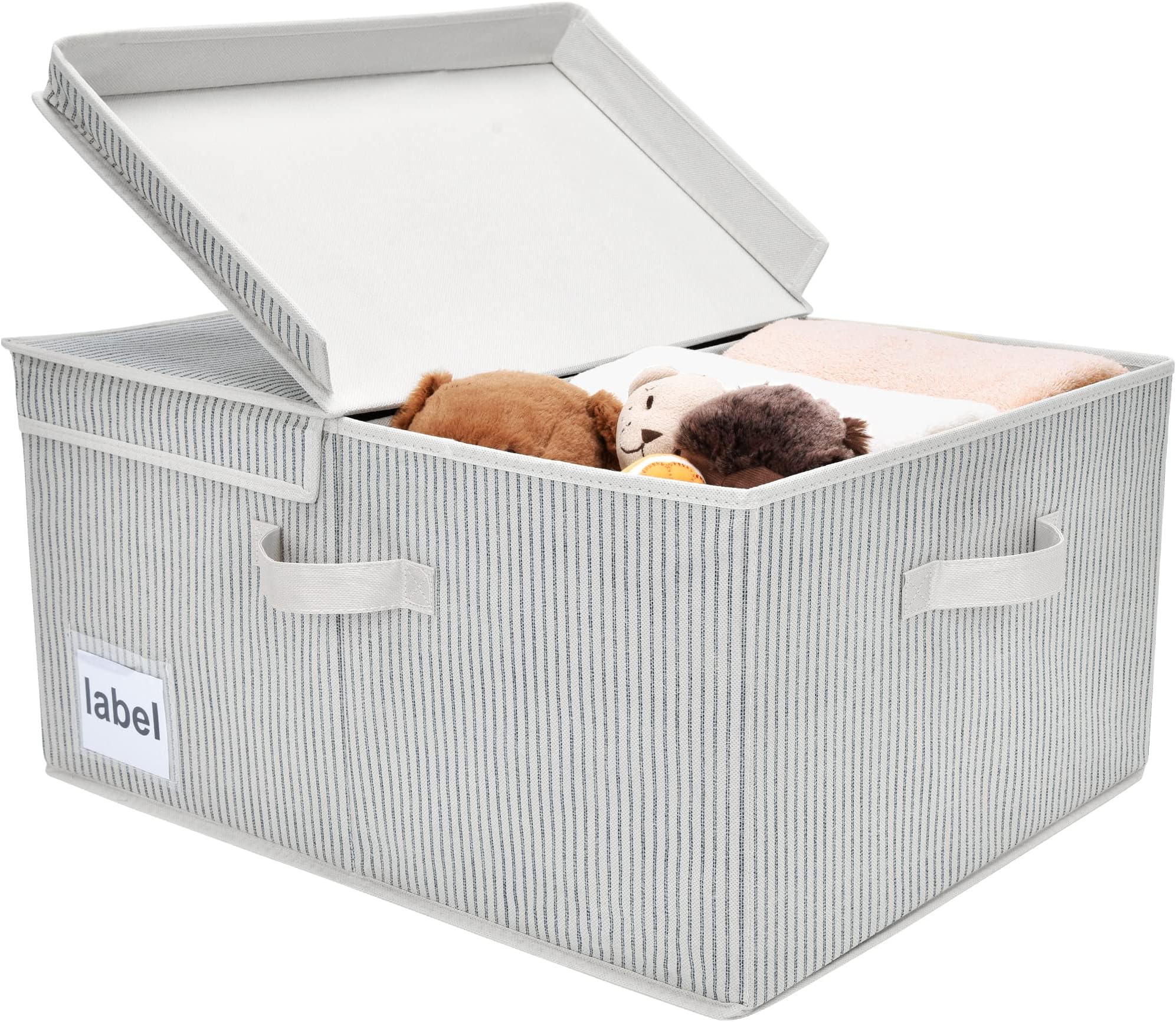 GRANNY SAYS Large Storage Bins with Lids, Shelf Basket, Canvas Decorative Storage Container for Wardrobe Closet Shelves, Bins for Closet Organization Storage Box, White/Black, 1-Pack