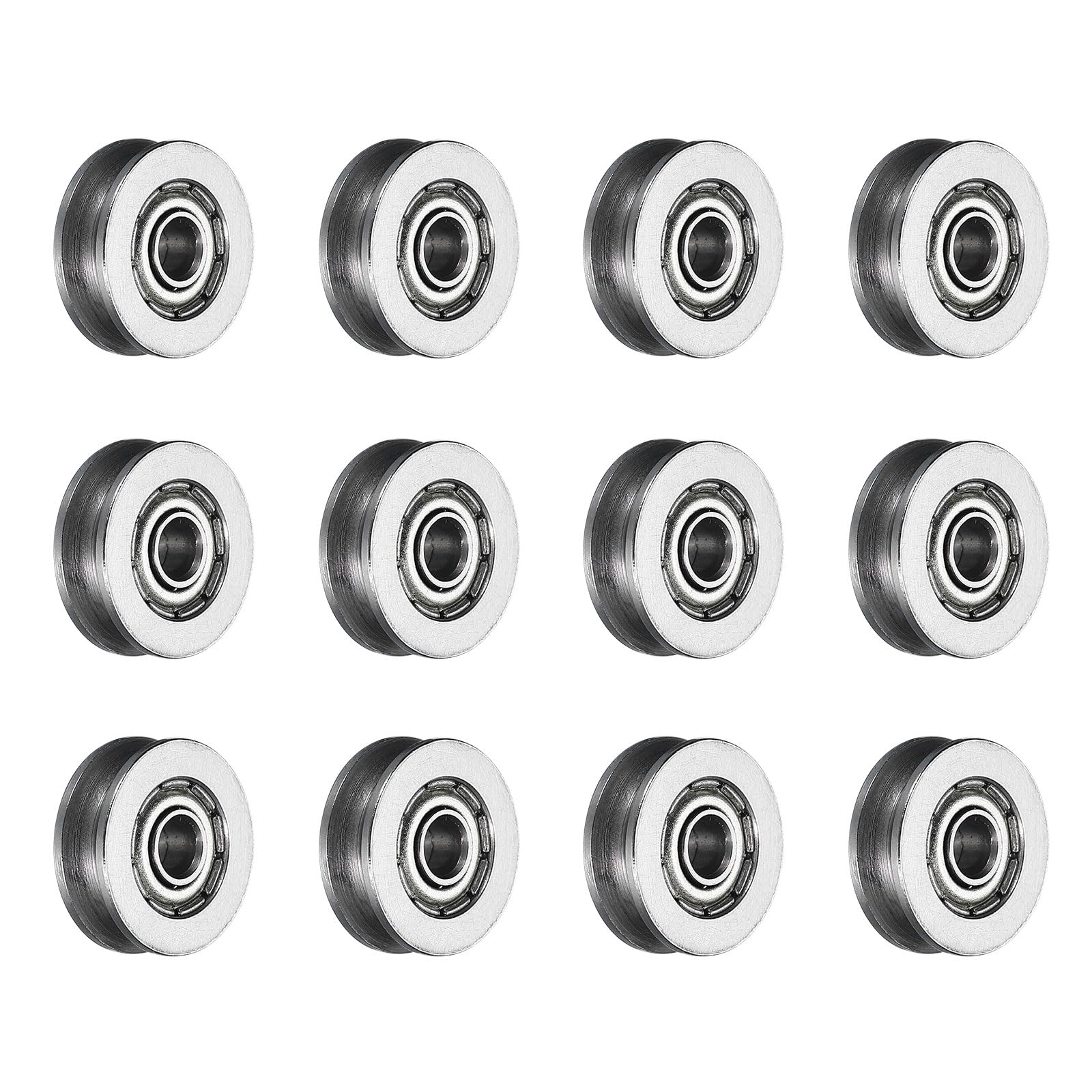 uxcell 12pcs V623ZZ V Groove Guide Pulley Bearing 3x12x4mm Carbon Steel Rail Ball Bearings Wheel, ABEC3