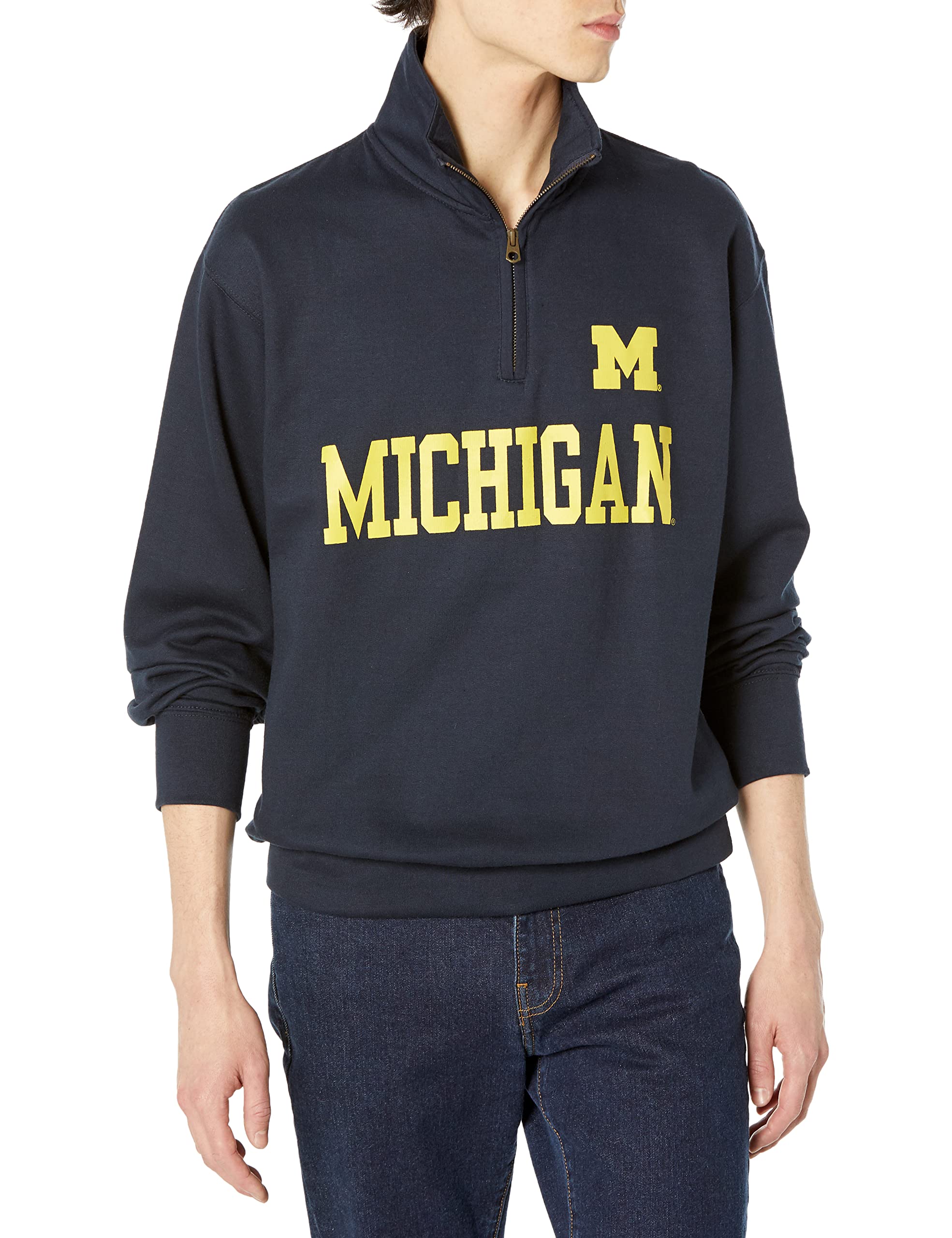 Blue 84 Men's Michigan Wolverines Quarter Zip Sweatshirt Team Color, Team Color, Medium