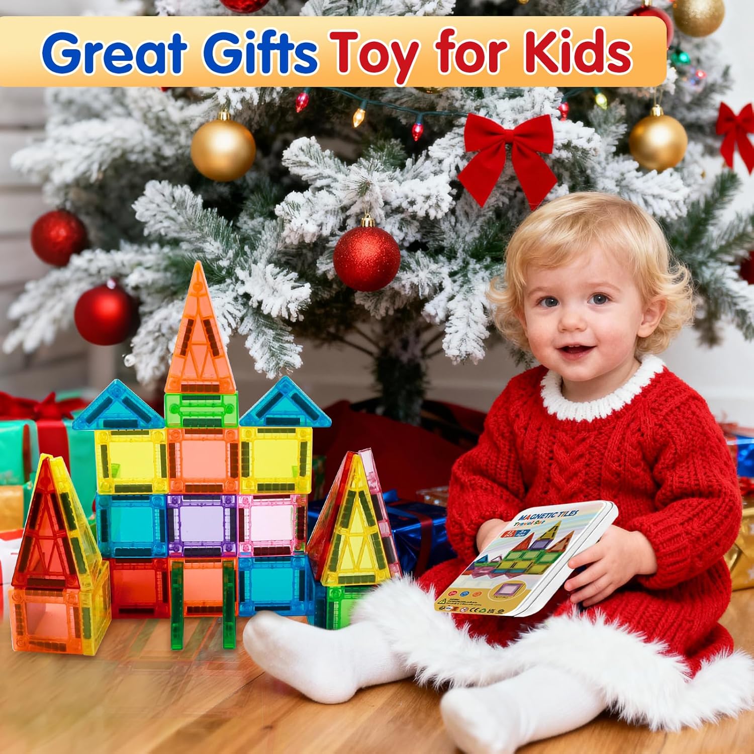 48PCS Mini Magnetic Tiles Travel Set 3+ Years | Kids Magnetic Building Blocks with Iron Box | STEM Educational Sensory Toys | Preschool & On-The-Go Games | Christmas Birthday Gift - Image 7