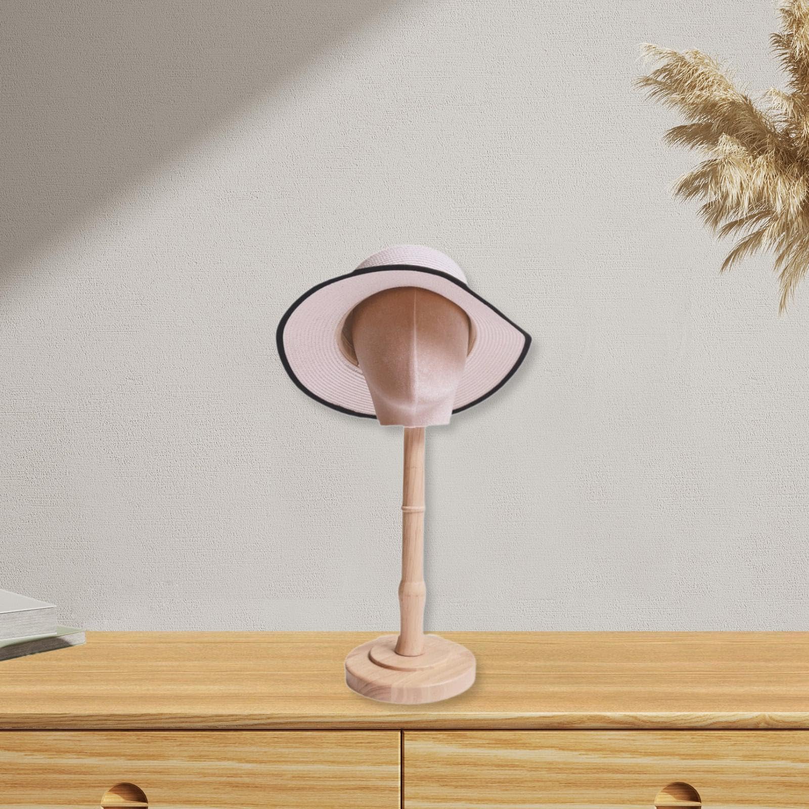 Manichino Testa Porta Cappelli Espositore Supporto Parrucche Regolabile Struttura in Pp Tessuto E Legno Superficie Liscia Leggero Adatto per Salone Ca, Medio